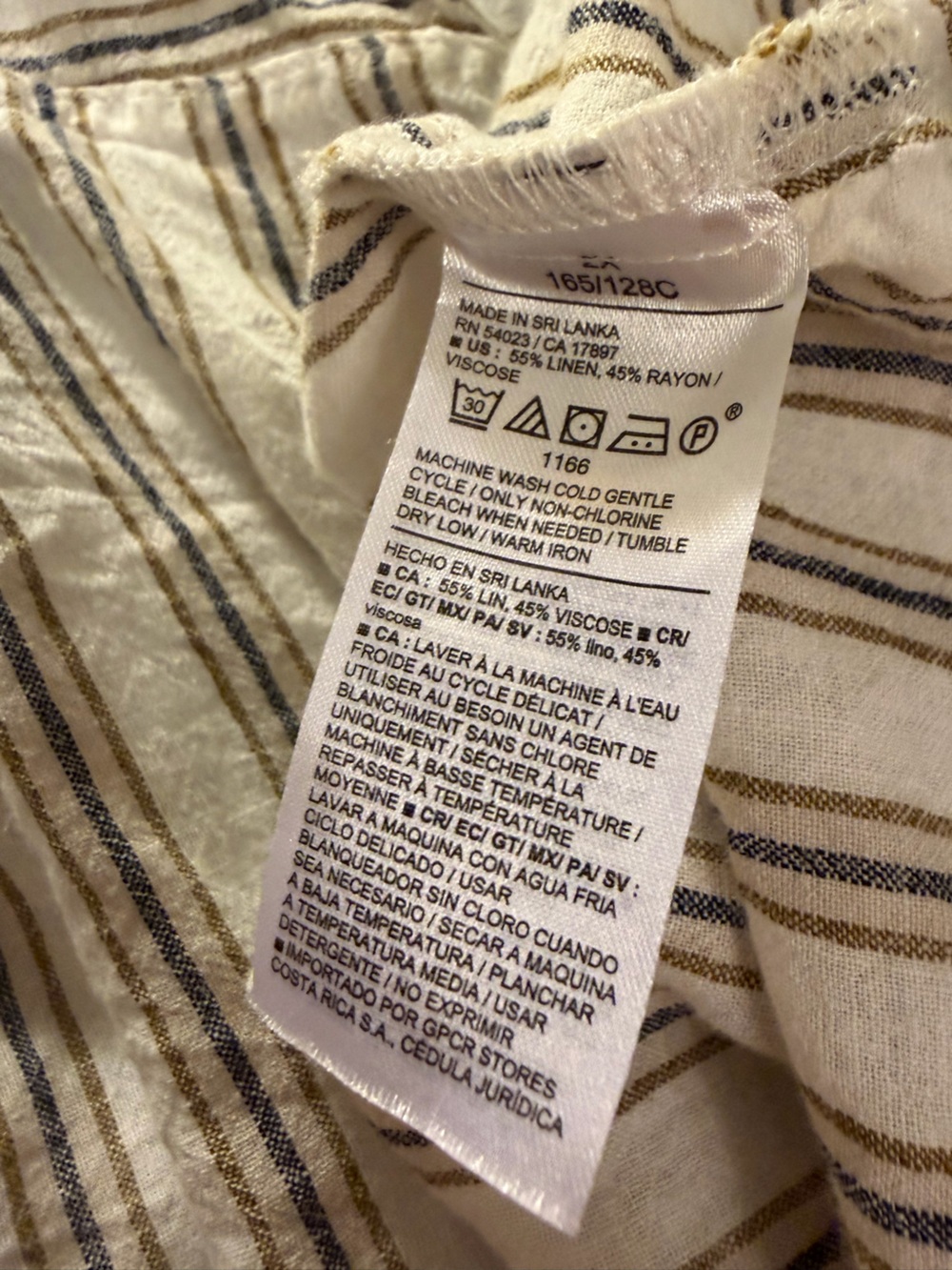 Linen Blend Loose Button Down Neutral Stripe Boyfriend shirt - Picture 8 of 11